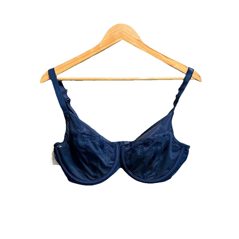 Chantelle Blue Parisian Allure‎ Unlined Plunge Women's Bra Size 36DDD